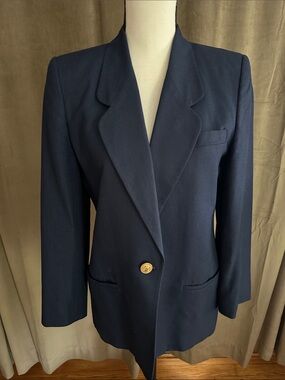 Vintage Talbots Navy Single-Button Women's Blazer Made in USA